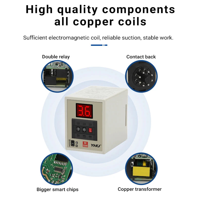 AH3-DM Digital Time Relay Dual Mode LED Delay Timer 12–380V Digital Time Relay Axl