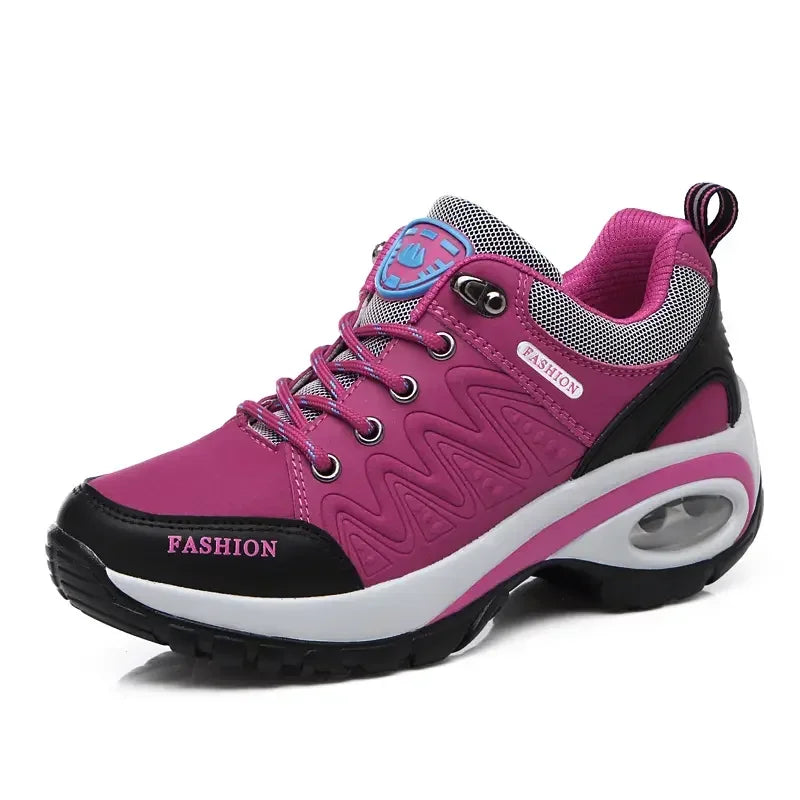 Women's Wedge Hiking Sneakers – Lace-Up Outdoor Training Shoes Wedge Training Sneakers Axl Rose Red 37