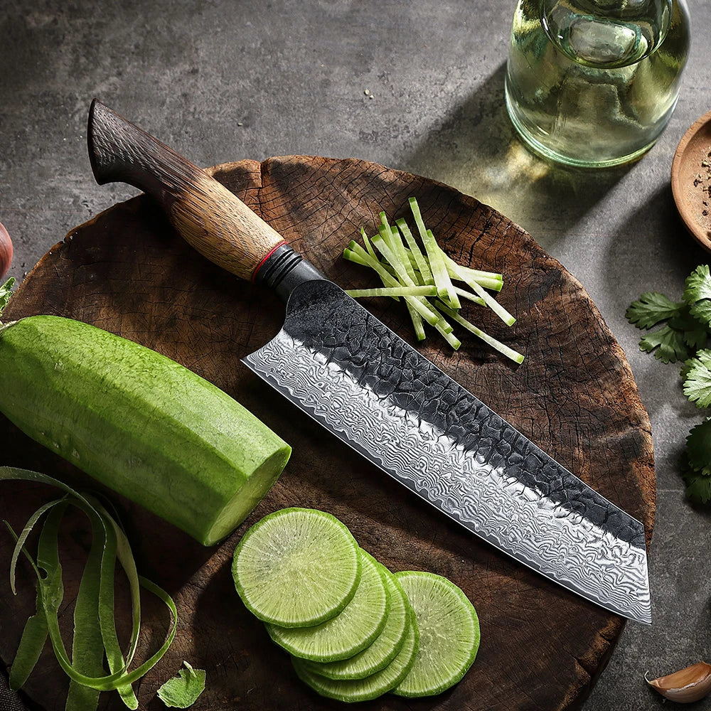 XINZUO 8.3" Damascus Bunka Knife – 67-Layer Steel, 60 HRC Damascus Kitchen Knife Axl