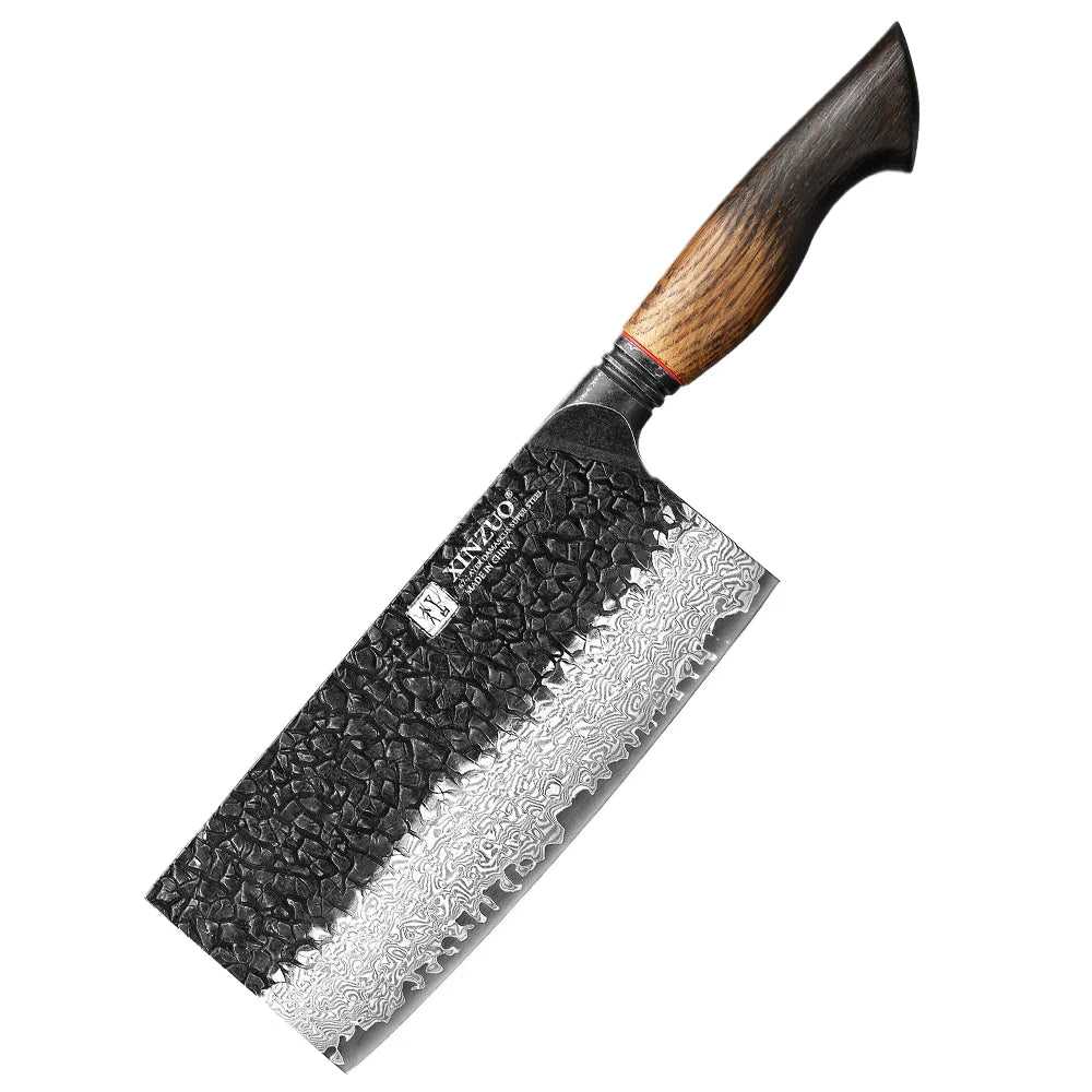 XINZUO 8-Piece Damascus Steel Kitchen Knife Set | 67 Layers Kitchen Knife Set Axl Cleaver Knife