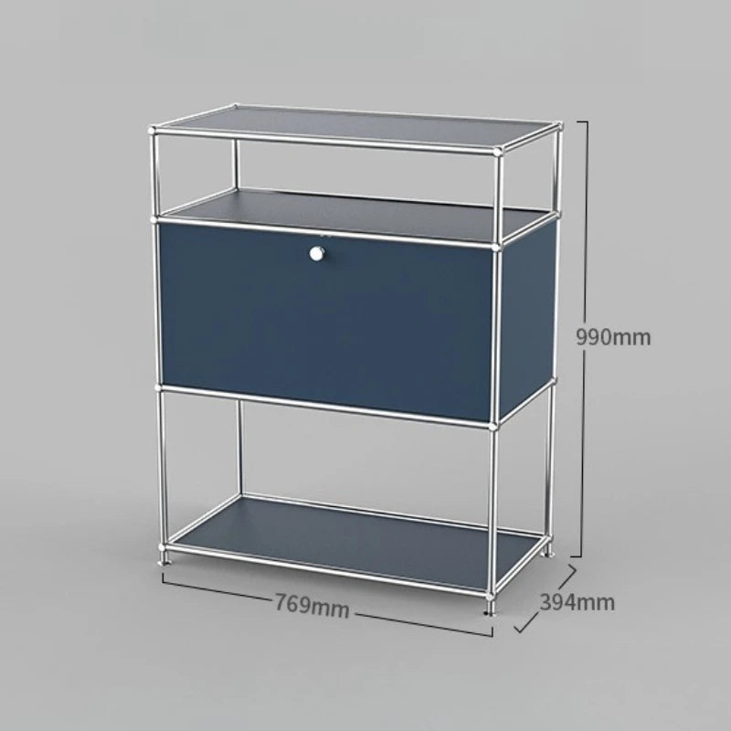 Stainless Steel Luxury Storage Cabinet – Modern Nordic Shelf Display Storage Cabinet Axl Blue