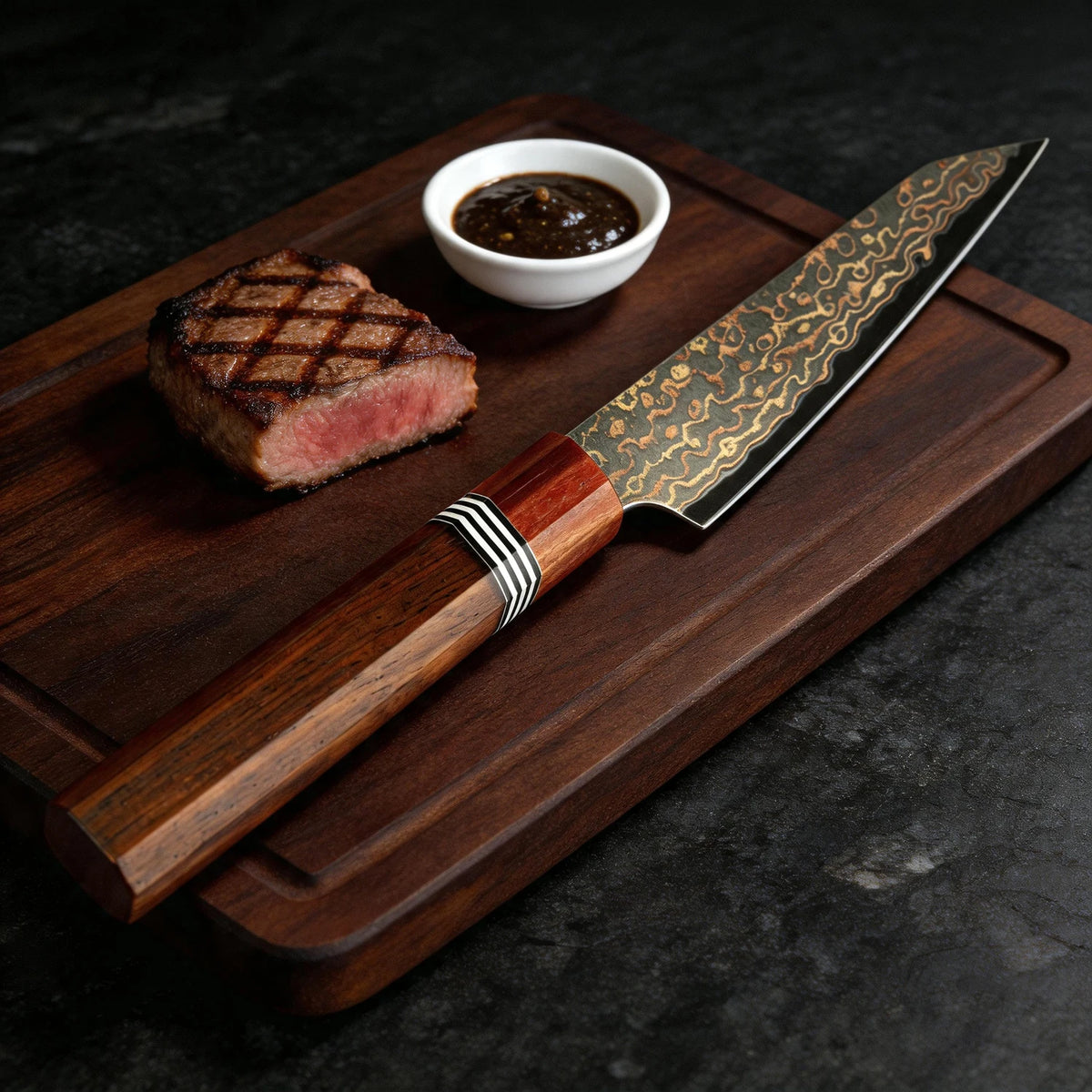 XITUO 5-Inch Damascus Steel Kitchen Utility Knife – Rosewood Kitchen Utility Knife Axl