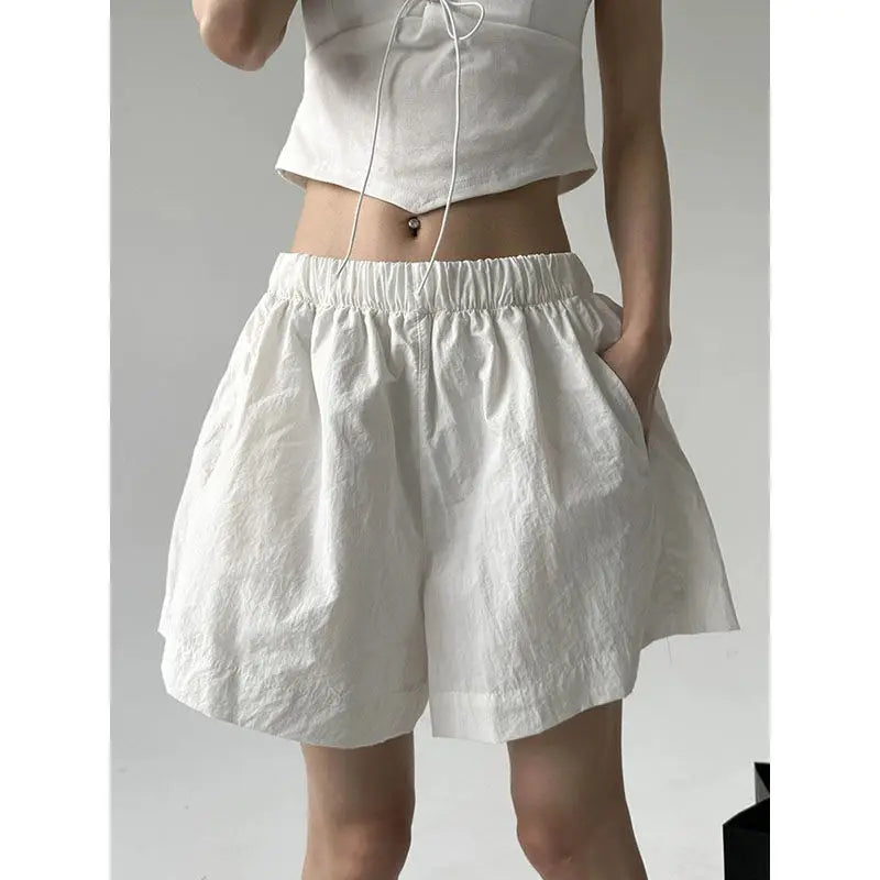 Women's Quick-Dry Wide Leg Beach Shorts – Elastic Waist S–2XL Women's Shorts Axl White S