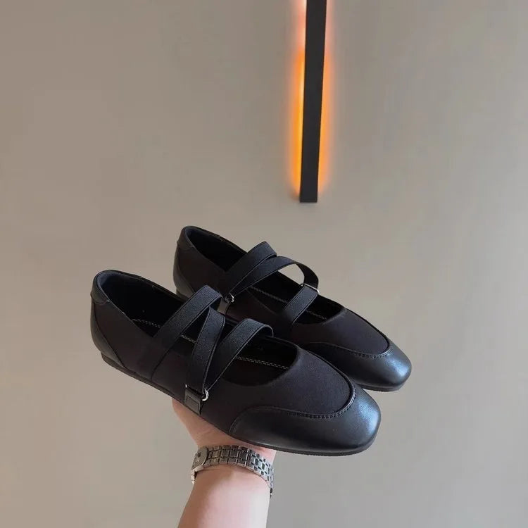 YBQJOO Mary Jane Ballet Flats – Square Toe Slip-On Women's Shoes Ballet Flat Shoes Axl 40 black