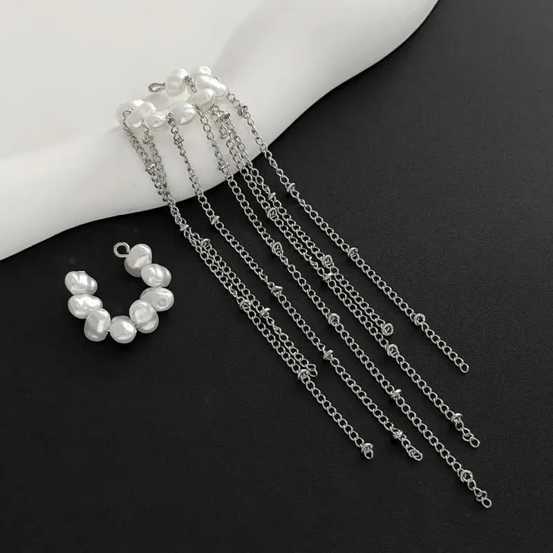 Pearl Long Tassel Ear Cuff Clip – No Piercing Women's Earrings Ear Cuff Earrings Axl