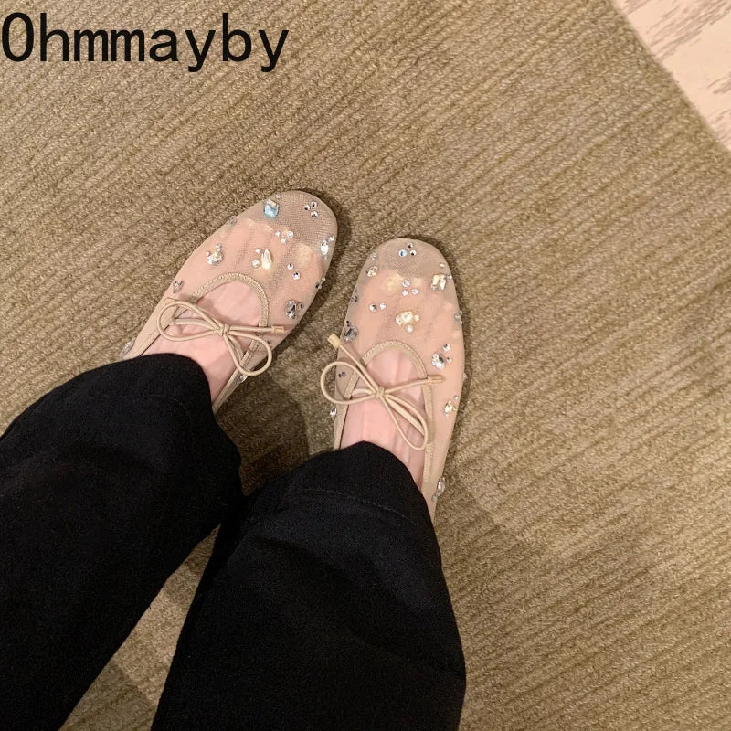 Lace Rhinestone Mary Jane Ballet Flats – Women's Slip-On Ballet Flats Axl