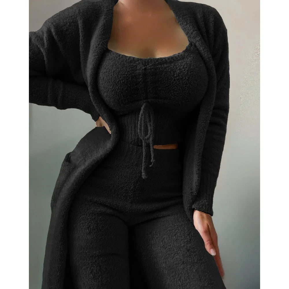 Women's Fluffy Winter Pajama Set 3-Piece Plus Size S–3XL Women's Pajama Set Axl