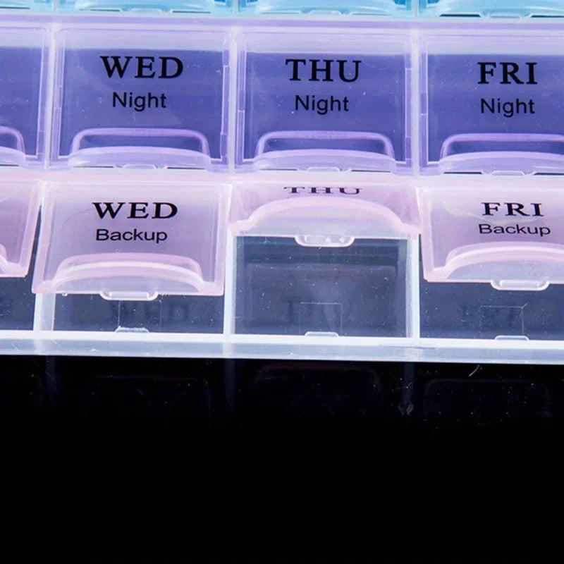 28-Grid Portable Pill Organizer Box – Large Capacity Weekly Pill Organizer Box Axl