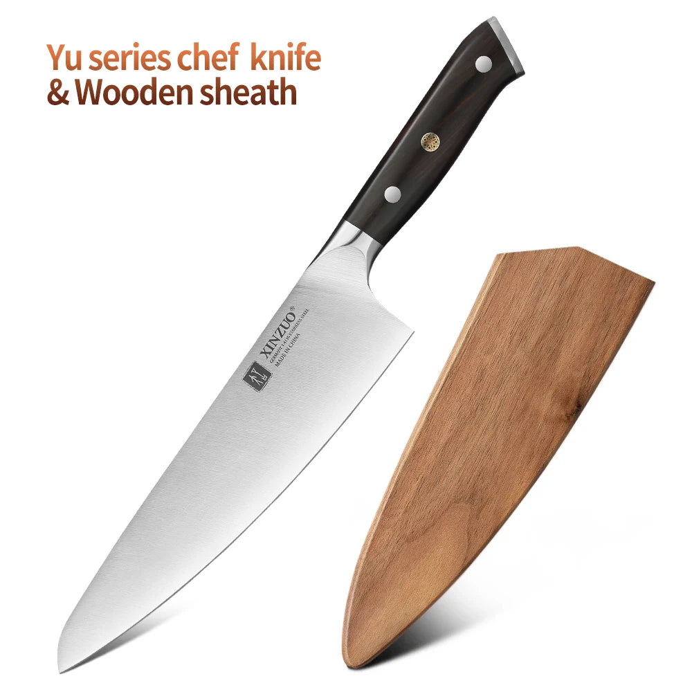 XINZUO 8.3" Chef Knife – German 1.4116 Steel & Ebony Handle Chef Knife Axl with Wooden sheath