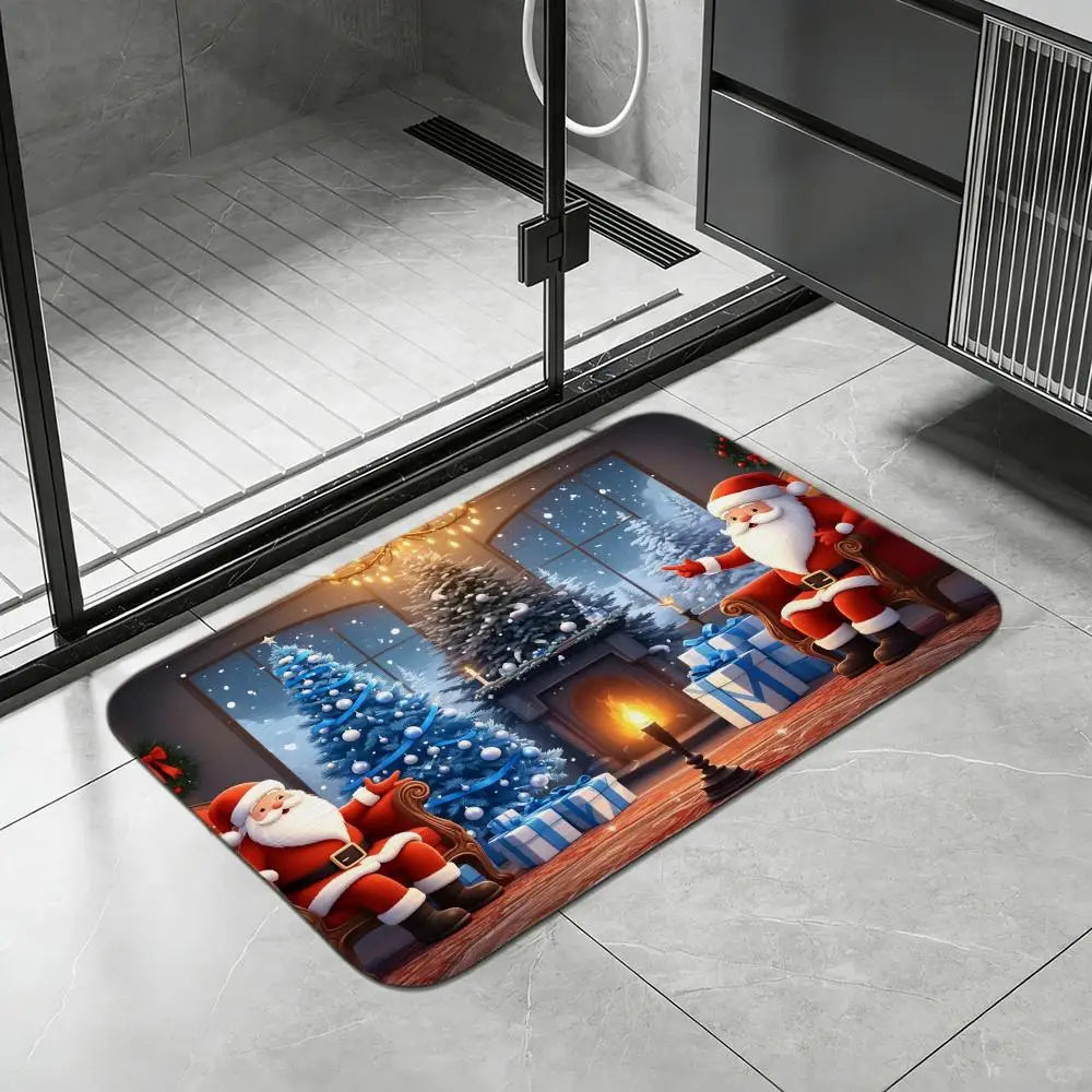Santa Claus Diatomite Bath Mat – Quick Dry & Non-Slip Diatomite Bath Mat Axl White2 30x45cm