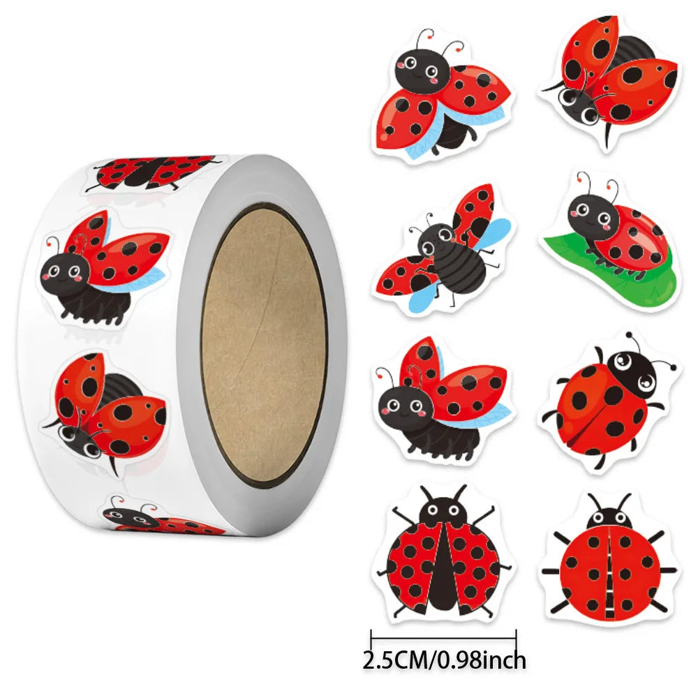 10 Cartoon Ladybug Stickers – Craft, Scrapbook & Decor Labels Craft Stickers Axl 1roll (500pcs)