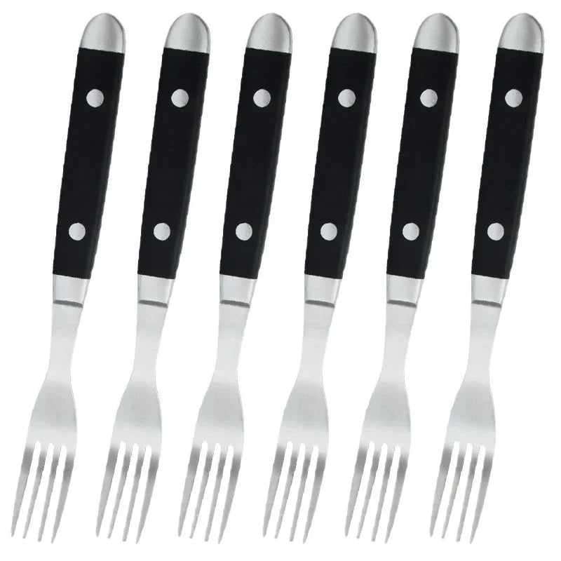 Stainless Steel Steak Knife & Fork Set – 2/4/6/8 Piece Flatware Set Axl TWK-SS14-K6