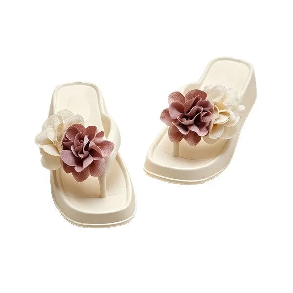 Women's Floral Platform Sandals – Thick Sole Beach Slides Platform Sandals Axl