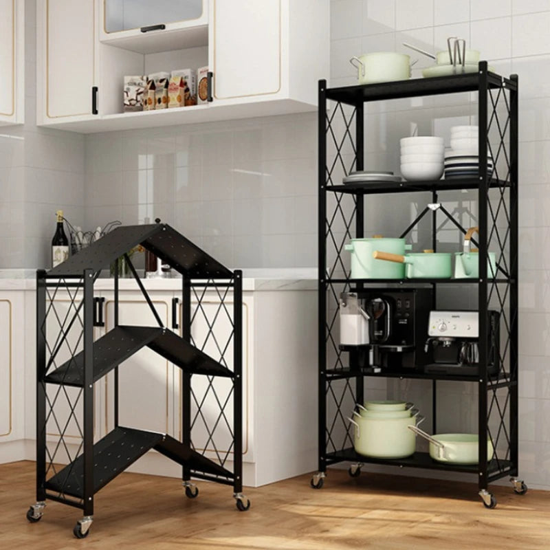 Metal Folding Storage Rack – 3/4/5 Tier Nordic Minimalist Shelf Folding Storage Rack Axl