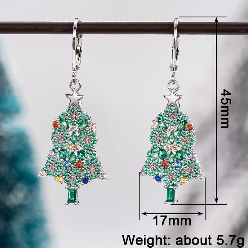 Huitan Christmas Tree Dangle Earrings – Cubic Zirconia Dangle Earrings Axl
