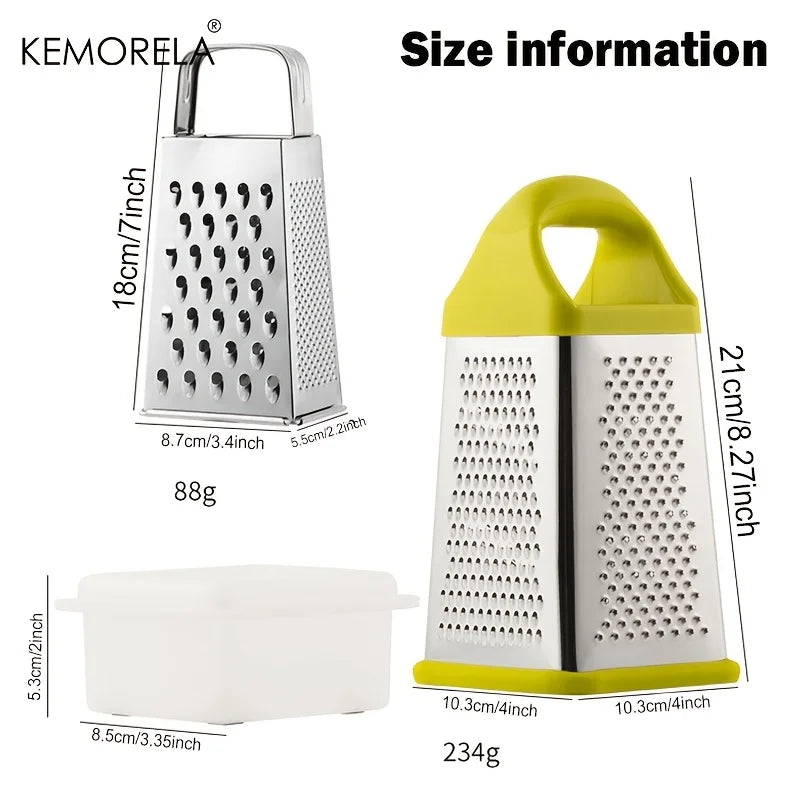 4-Sided Stainless Steel Box Grater – Cheese, Veg & Slicer Box Grater Axl