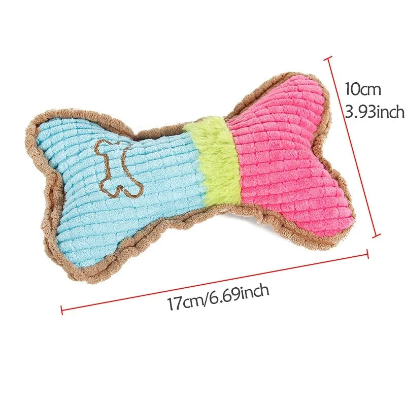 Plush Bone Squeaky Dog Toy – Small & Medium Breed Puppy Dog Squeaky Toy Axl