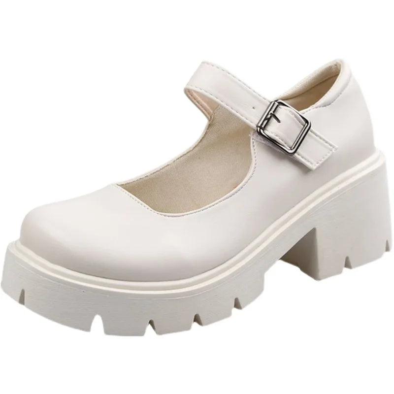 Women's Mary Jane Pumps – Retro Round Toe Thick Sole Heels Mary Jane Pumps Axl