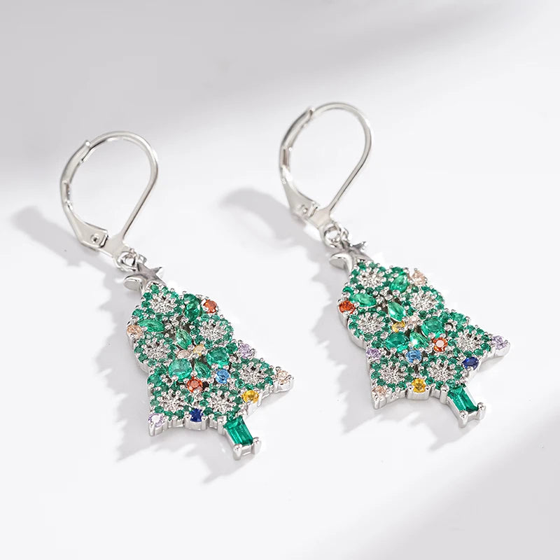 Huitan Christmas Tree Dangle Earrings – Cubic Zirconia Dangle Earrings Axl
