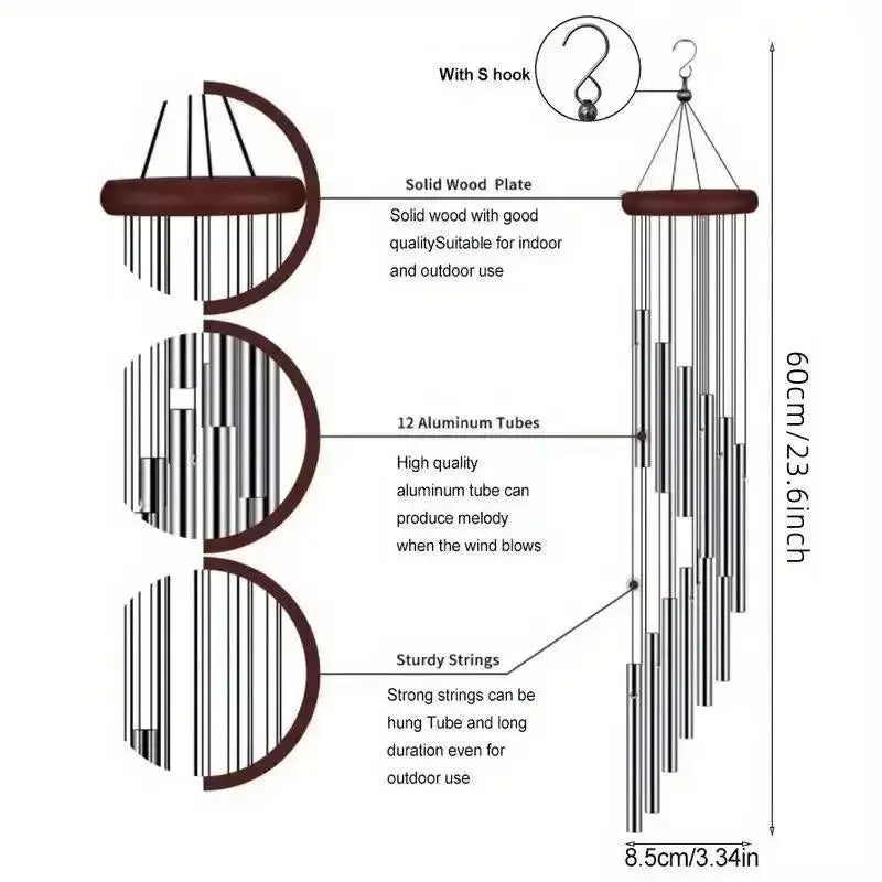12-Tube Aluminum Wind Chimes – Gold, Silver & Color | Outdoor Decor Outdoor Wind Chimes Axl
