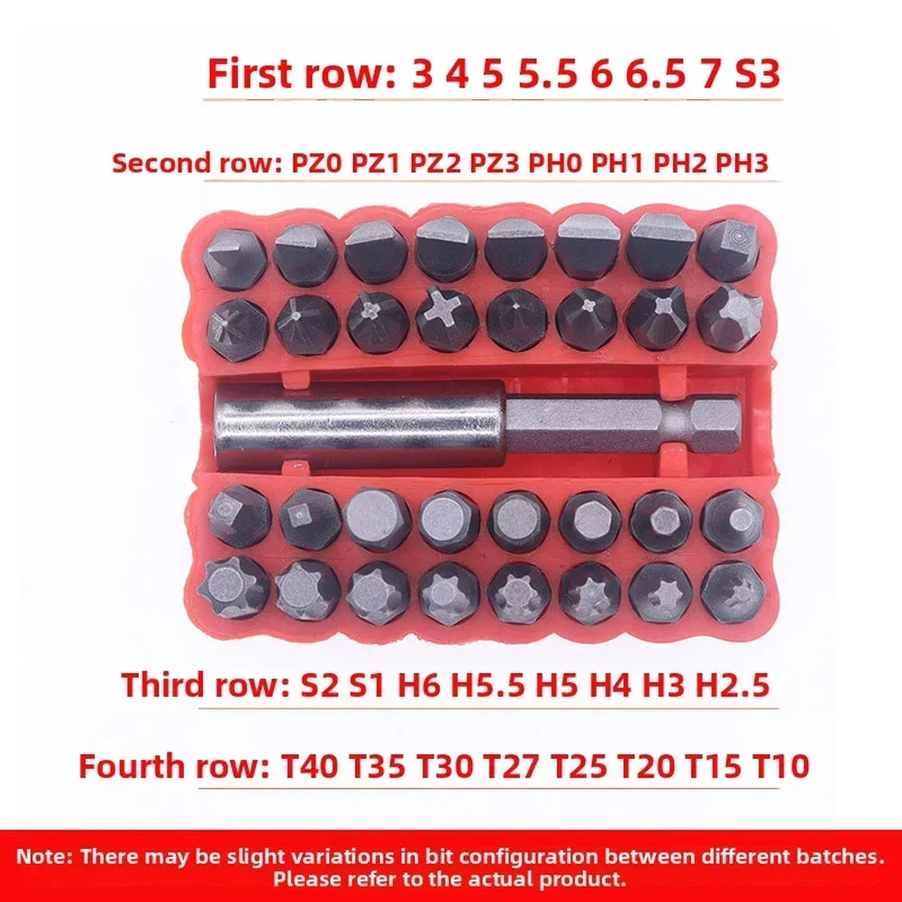 33-Piece Screwdriver Bit Set with L-Type Wrench | 1/4" Hex Screwdriver Bit Set Axl