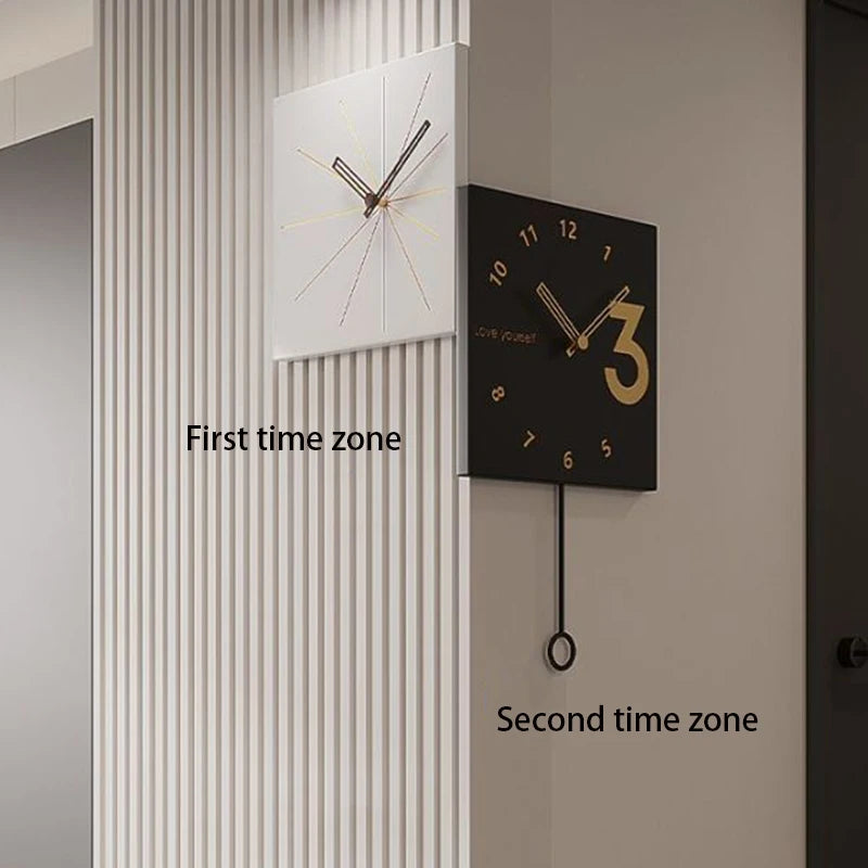 Luxury Nordic Silent Wall Clock – Square Metal Luminous Decor Wall Clock Axl