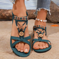 Women's Flower Beaded Bohemian Flat Sandals | Beach Summer Bohemian Flat Sandals Axl 41 green