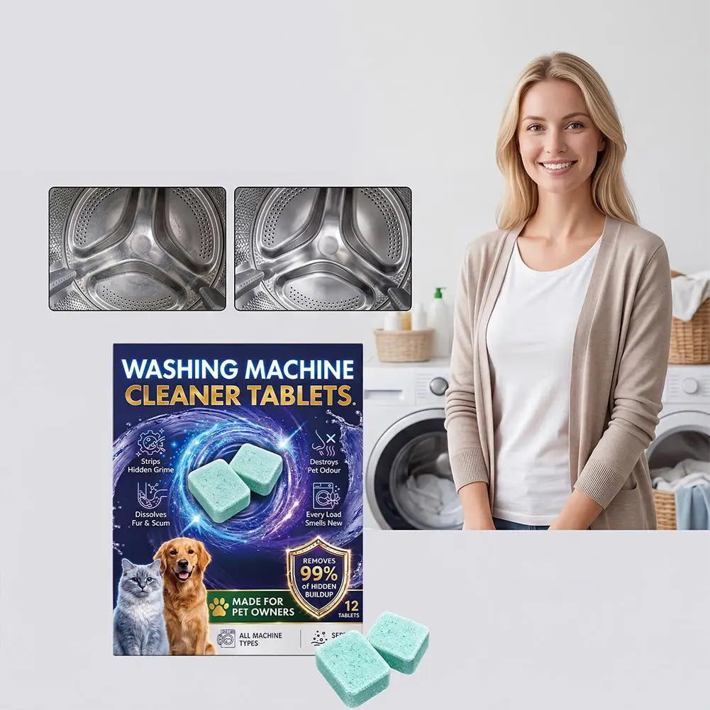 Washing Machine Cleaning Tablets 12/24 Pack – Descaler & Deodorizer Washer Cleaning Tablets Axl