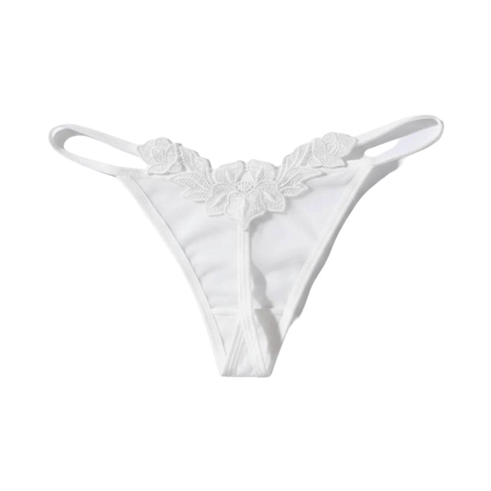 Women's Low Rise Lace Thong Panties – G-String Briefs Women's Thong Panties Axl White 3XL 1pc