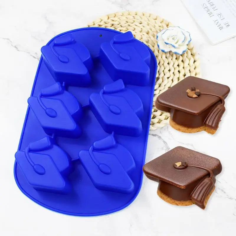 6-Cavity 3D Graduation Cap Silicone Mold | Chocolate & Cake Silicone Baking Mold Axl Default Title