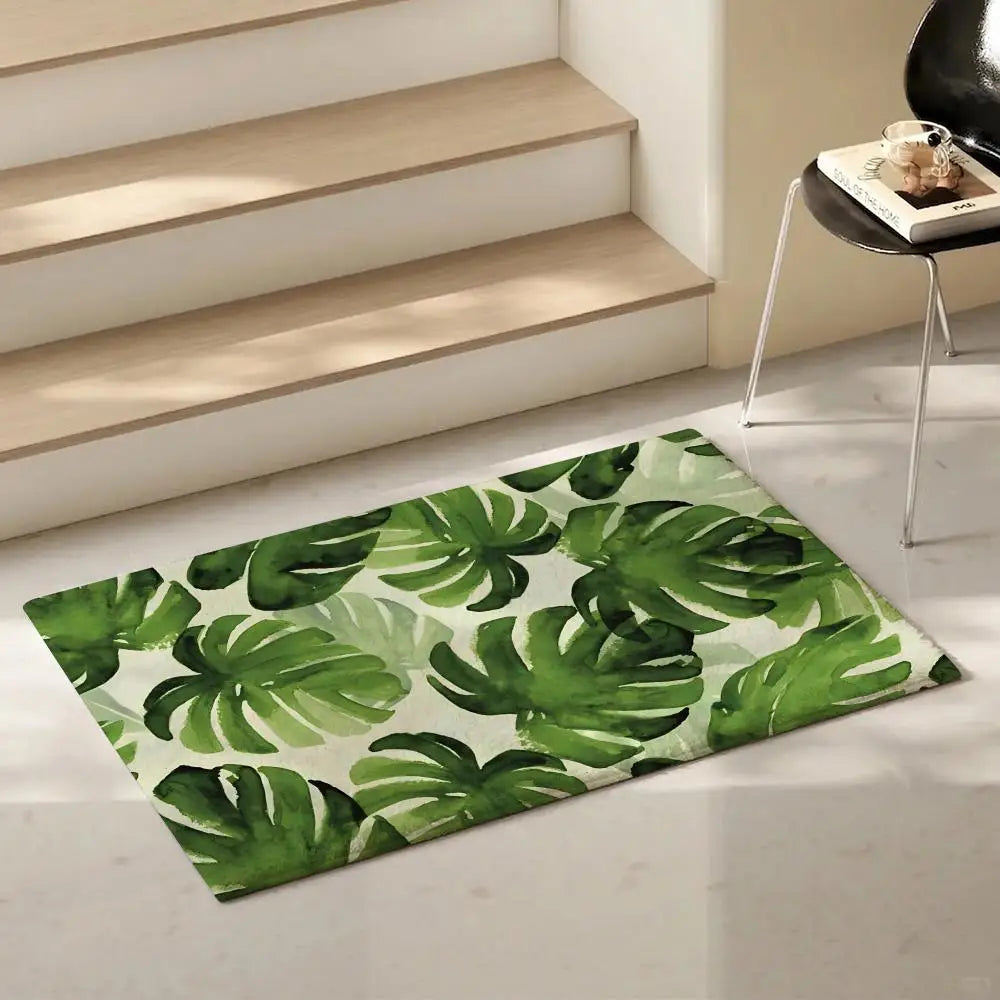 Psychedelic Leaf Flannel Floor Mat – Non-Slip Soft Indoor Rug Flannel Floor Mat Axl