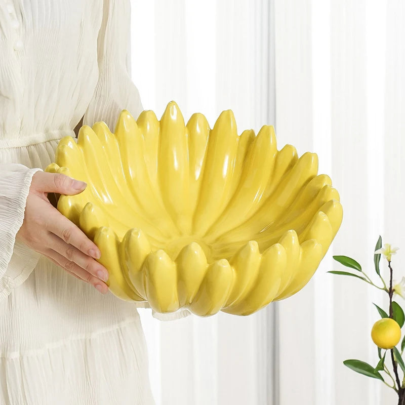 Banana Shaped Ceramic Fruit Bowl – Snack & Serving Plate Ceramic Serving Bowl Axl
