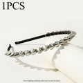 Gothic Punk Studded Spike Headband | Silver Metal Rivet Hair Band Spiked Headband Axl silver-1pcs