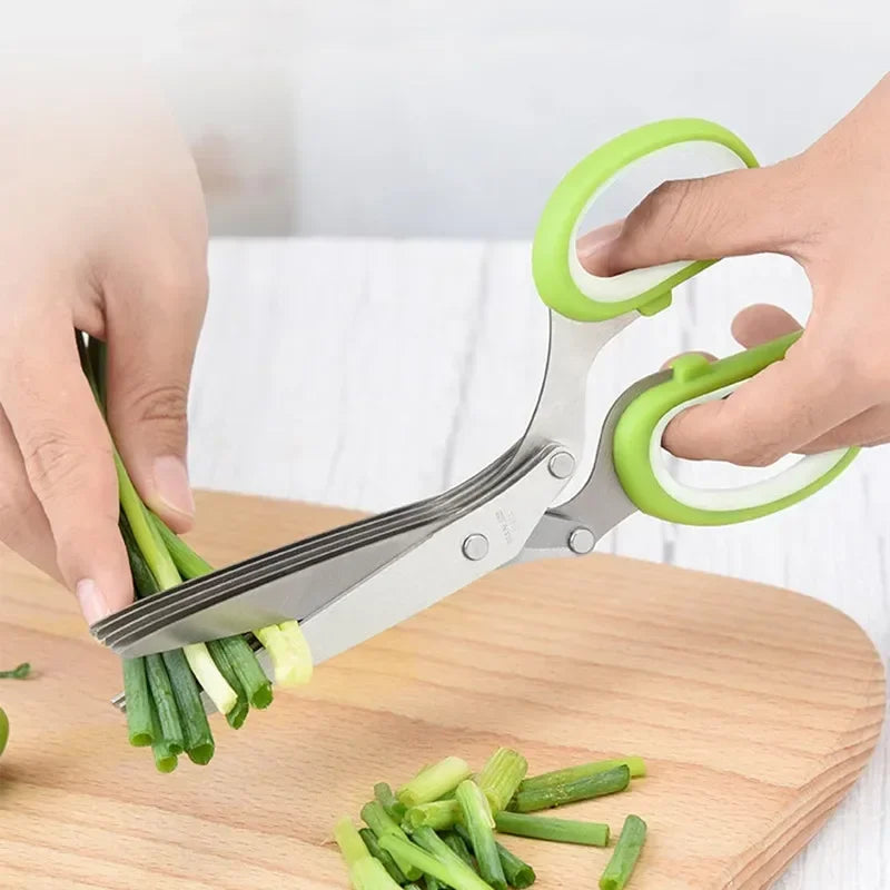 5-Blade Herb Scissors Stainless Steel Kitchen Shears with Cover Herb Kitchen Scissors Axl