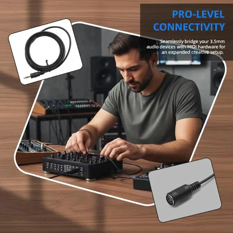 MIDI DIN 5-Pin to 3.5mm TRS Converter Cable | High Purity Copper MIDI Converter Cable Axl