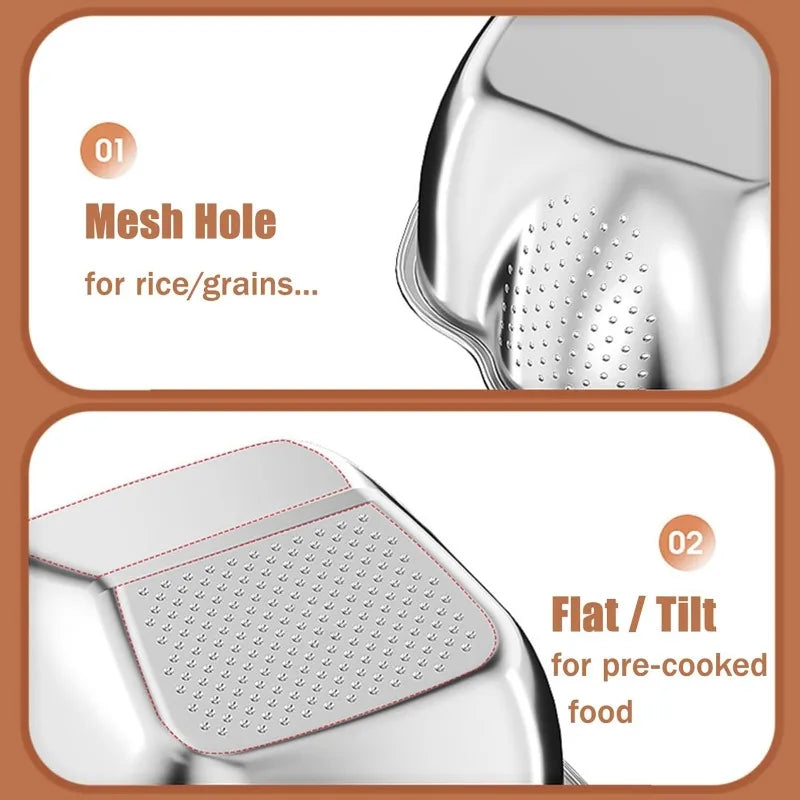 KEMORELA 304 Stainless Steel Rice Washer Strainer Bowl Strainer Colander Bowl Axl
