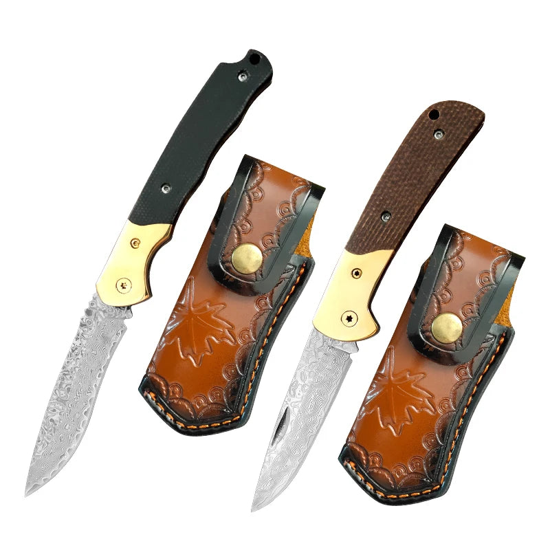 InLeung Damascus Steel Boning & Kitchen Cleaver Knife Damascus Kitchen Knife Axl ABT Folding Knife