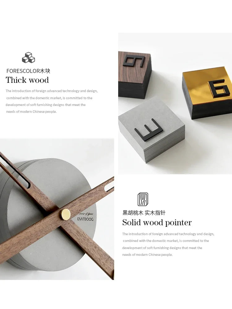 Nordic DIY Wood Wall Clock – Large Silent Quartz Home Decor Wall Clock Axl