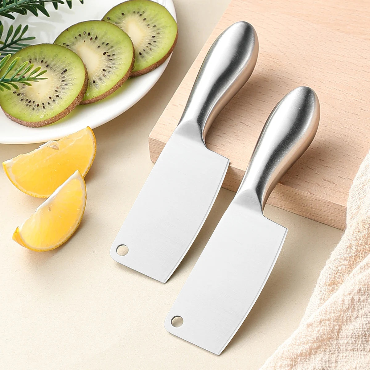 Stainless Steel Cheese Knife Set – Butter Knife, Pizza Cutter & Fork Cheese Knife Set Axl 2pcs
