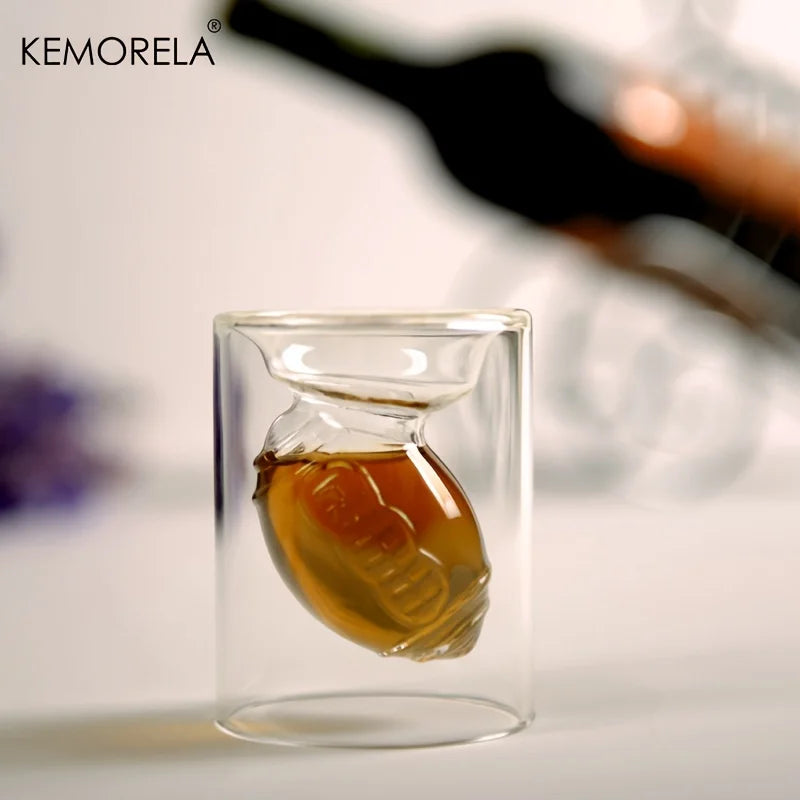 KEMORELA 3D Football Shot Glass – Reversible Whiskey Cup Gift Novelty Shot Glass Axl 1PCS 301-400ml