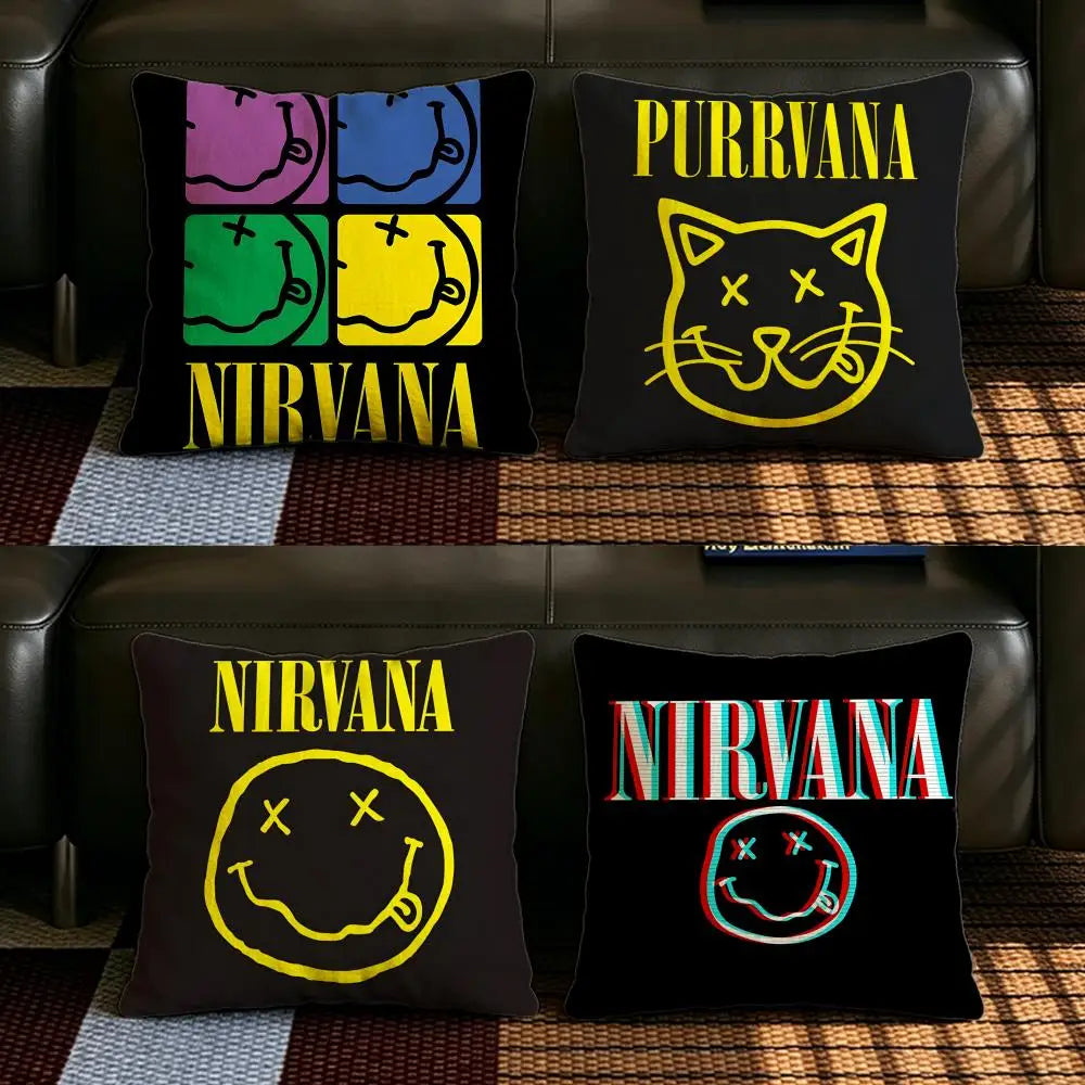 Nirvana Grunge Linen Cushion Cover | Sofa & Bedroom Decor Decorative Cushion Cover Axl
