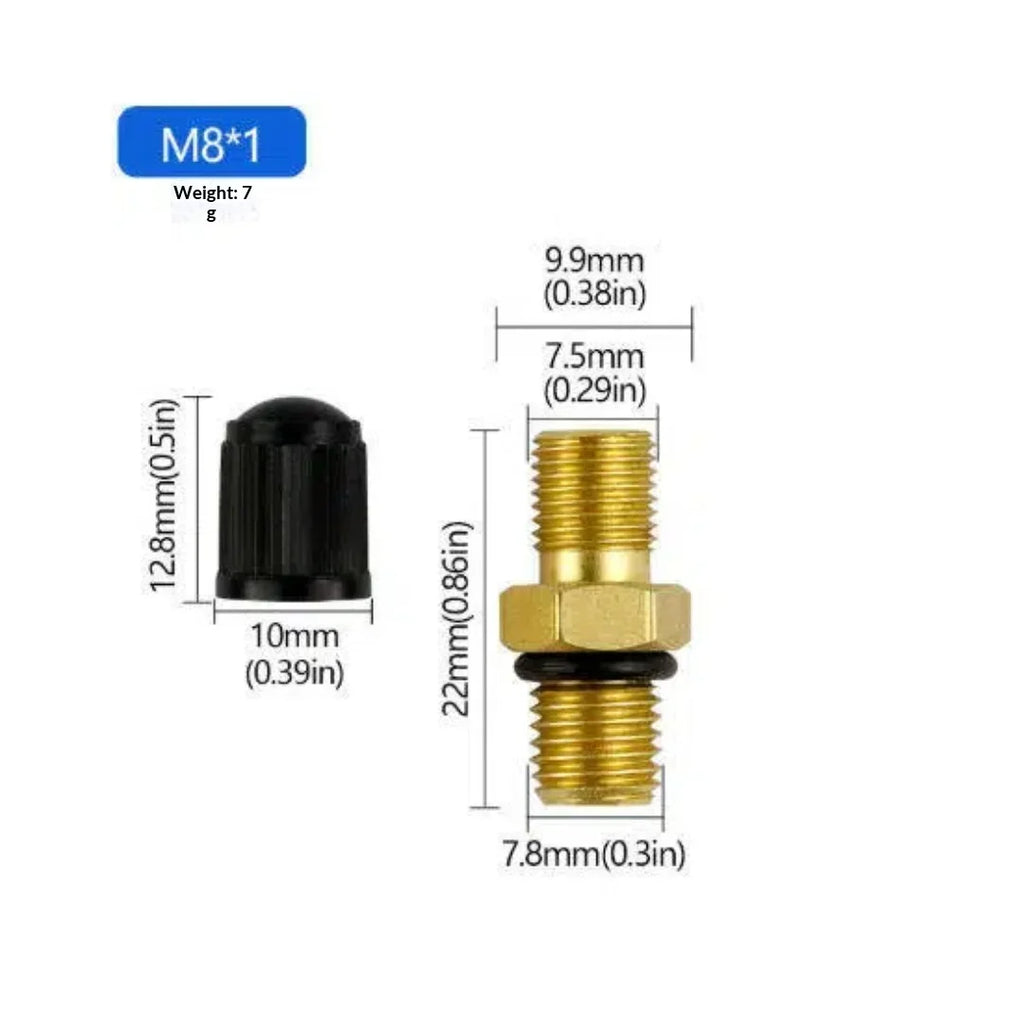 Brass Tire Valve Stems M8x1 – Heavy Duty Air Valves & Dust Caps Tire Valve Stem Axl