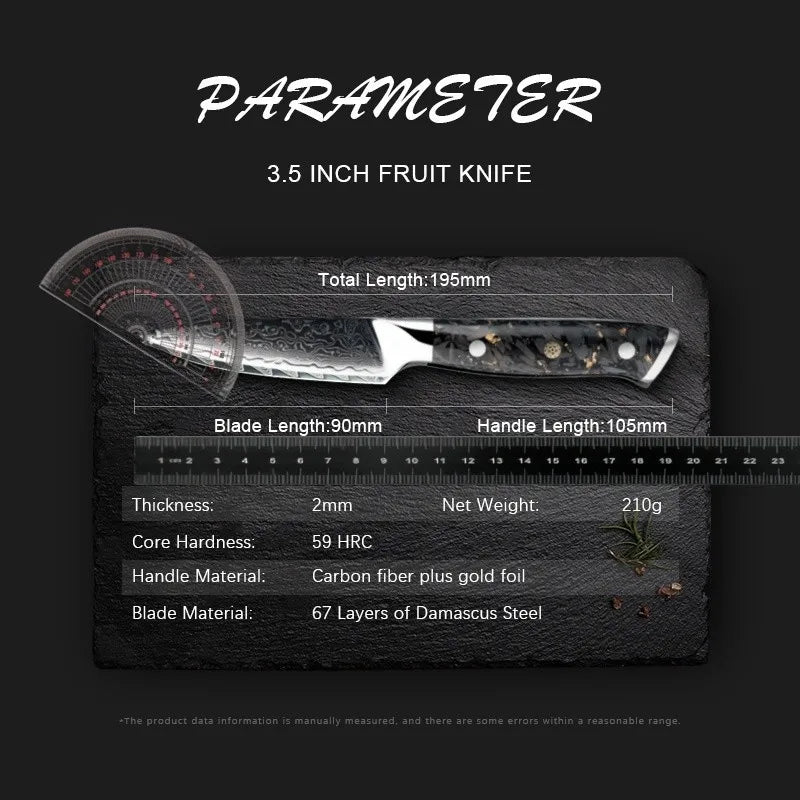 3.5" Damascus Steel Paring Knife – VG10 Core & Carbon Fiber Damascus Paring Knife Axl