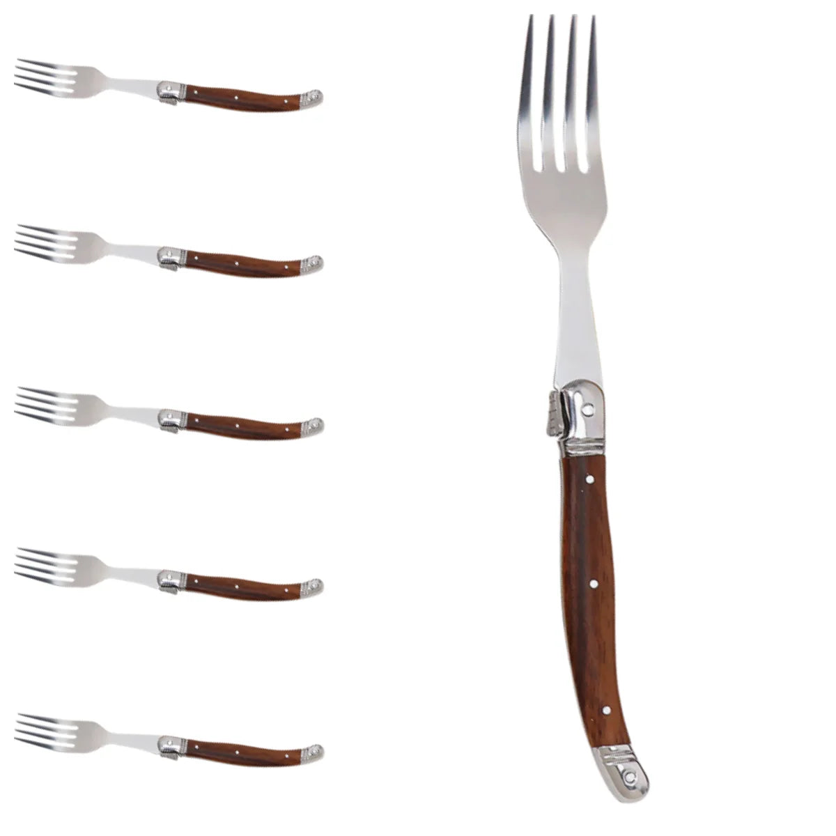 Serrated Steak Knife & Fork Set – Stainless Steel Cutlery Set Steak Knife Set Axl 6 PCS Dinner fork China Mainland