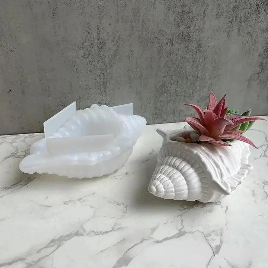 Conch Silicone Mold – Concrete, Resin & Plaster Flower Pot DIY Craft Silicone Mold Axl