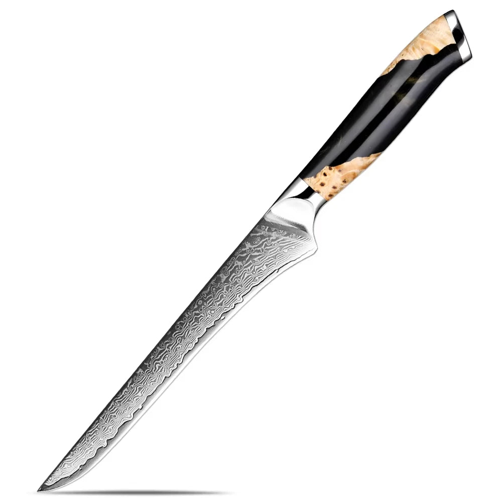 XITUO 7-Piece Damascus Steel Kitchen Knife Set | Ultra Sharp Kitchen Knife Set Axl Boning Knife