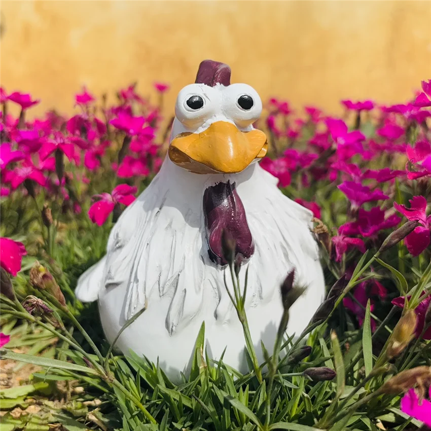 Funny Chicken Fence Decor – Resin Hen Garden Sculpture Garden Sculpture Axl