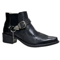 Men's Vintage Cowboy Boots | Pointed Toe Buckle Strap Men's Cowboy Boots Axl Black 40