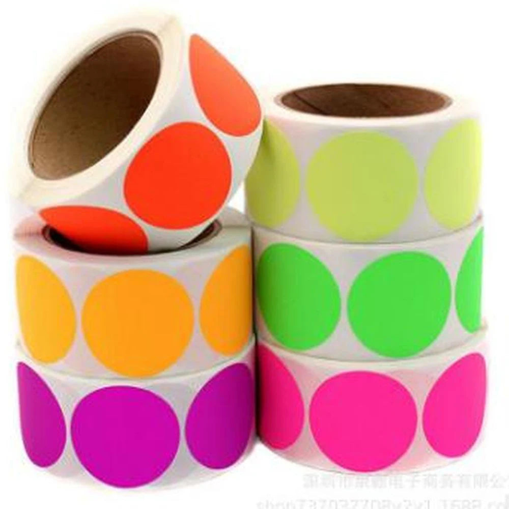 500 Round Dot Color Stickers – 1 Inch Label Roll, 10 Colors Color Dot Stickers Axl