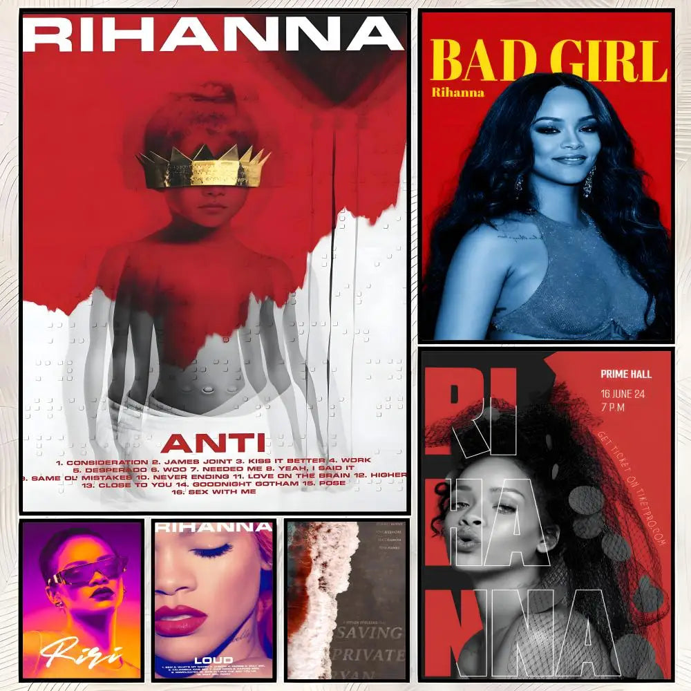 Rihanna HD Self-Stick PVC Wall Art Poster – Waterproof Decor Wall Art Poster Axl